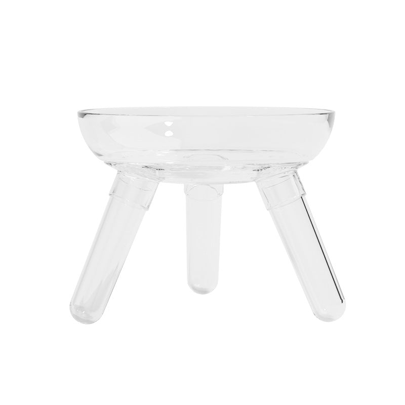 Transparent Glass Pet Feeding And Water Bowl Anti Knock Holder