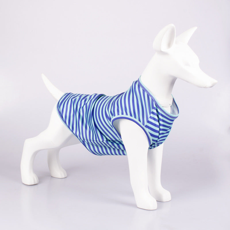 Pet Striped Crew Neck Tank Top Clothing Shirt