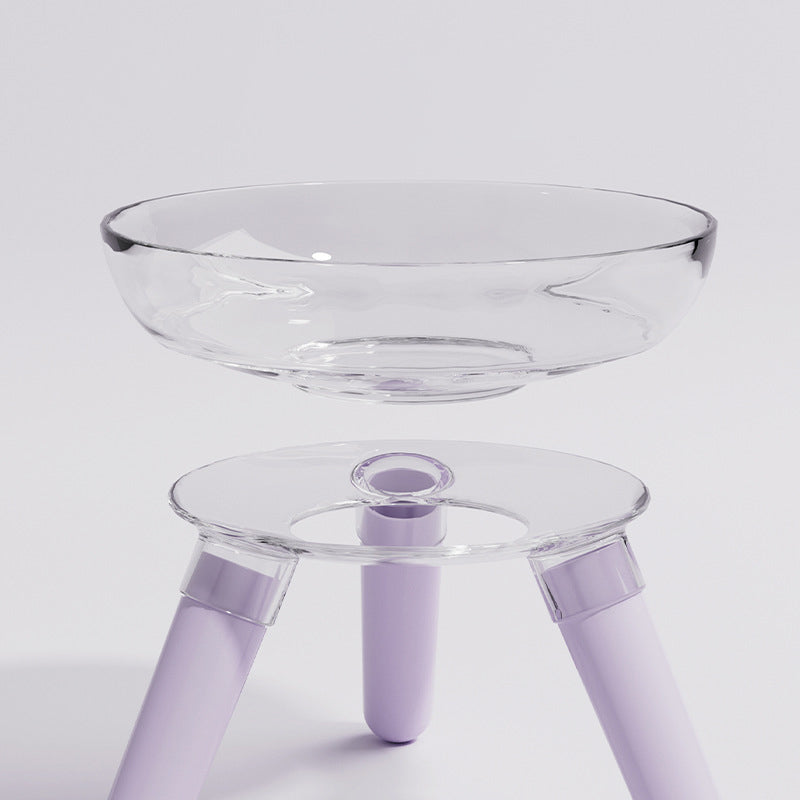 Transparent Glass Pet Feeding And Water Bowl Anti Knock Holder