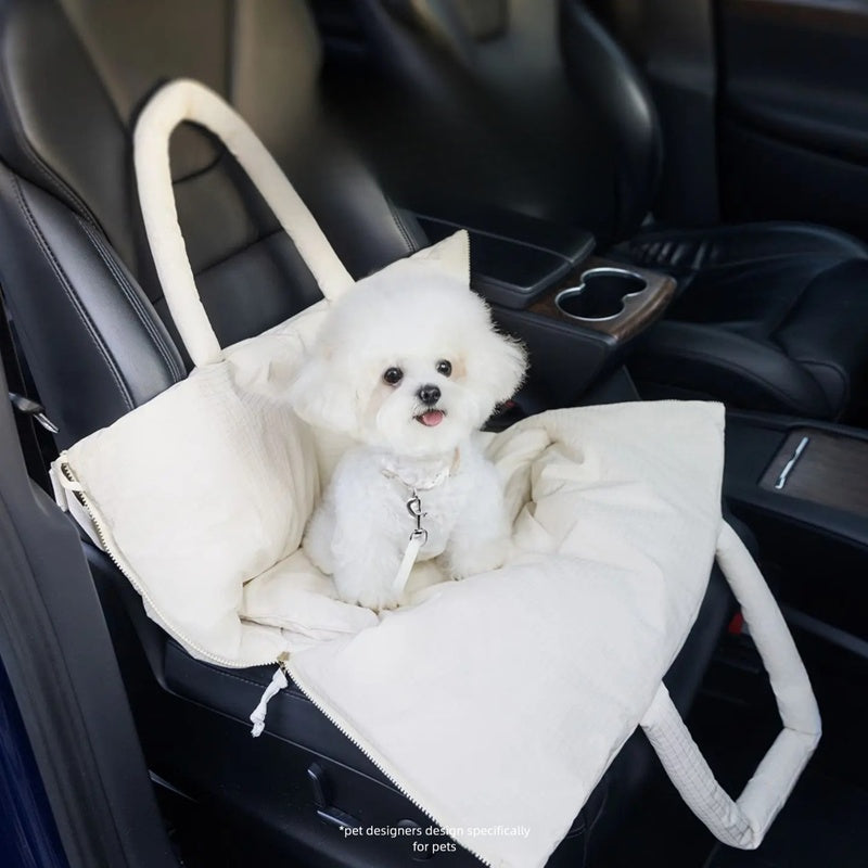 Portable Pet Car Seat With Adjustable Safety Leash Carrier