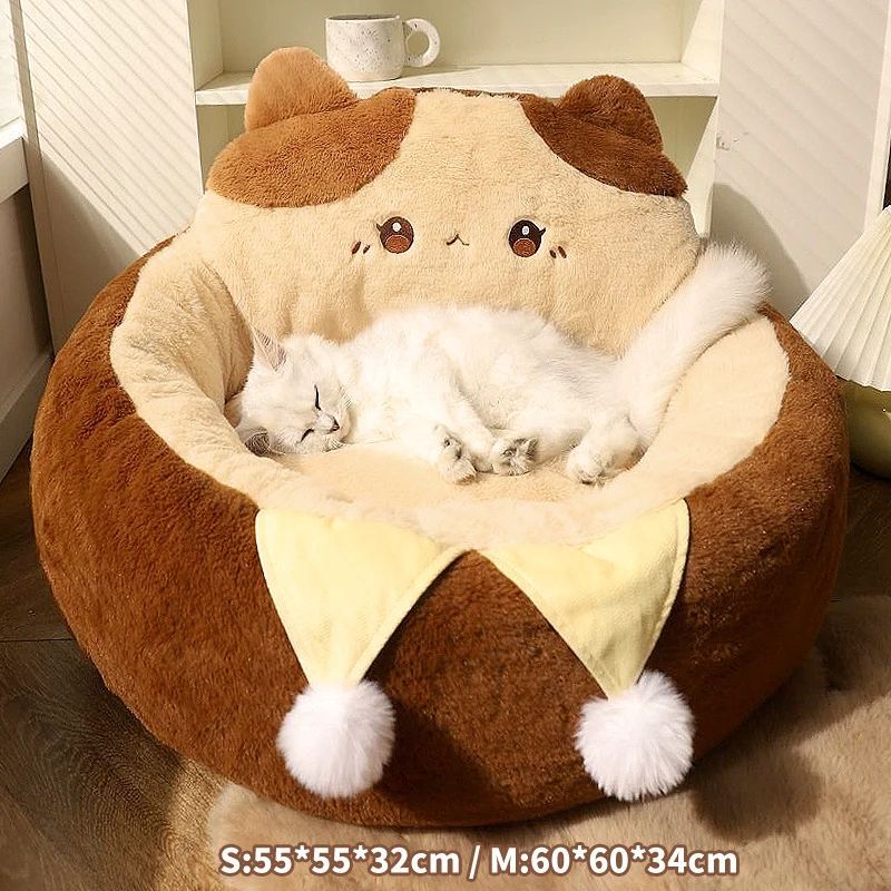 Round Plush Winter Warm Pet Sofa Bed Deep Sleep Cushion Mat