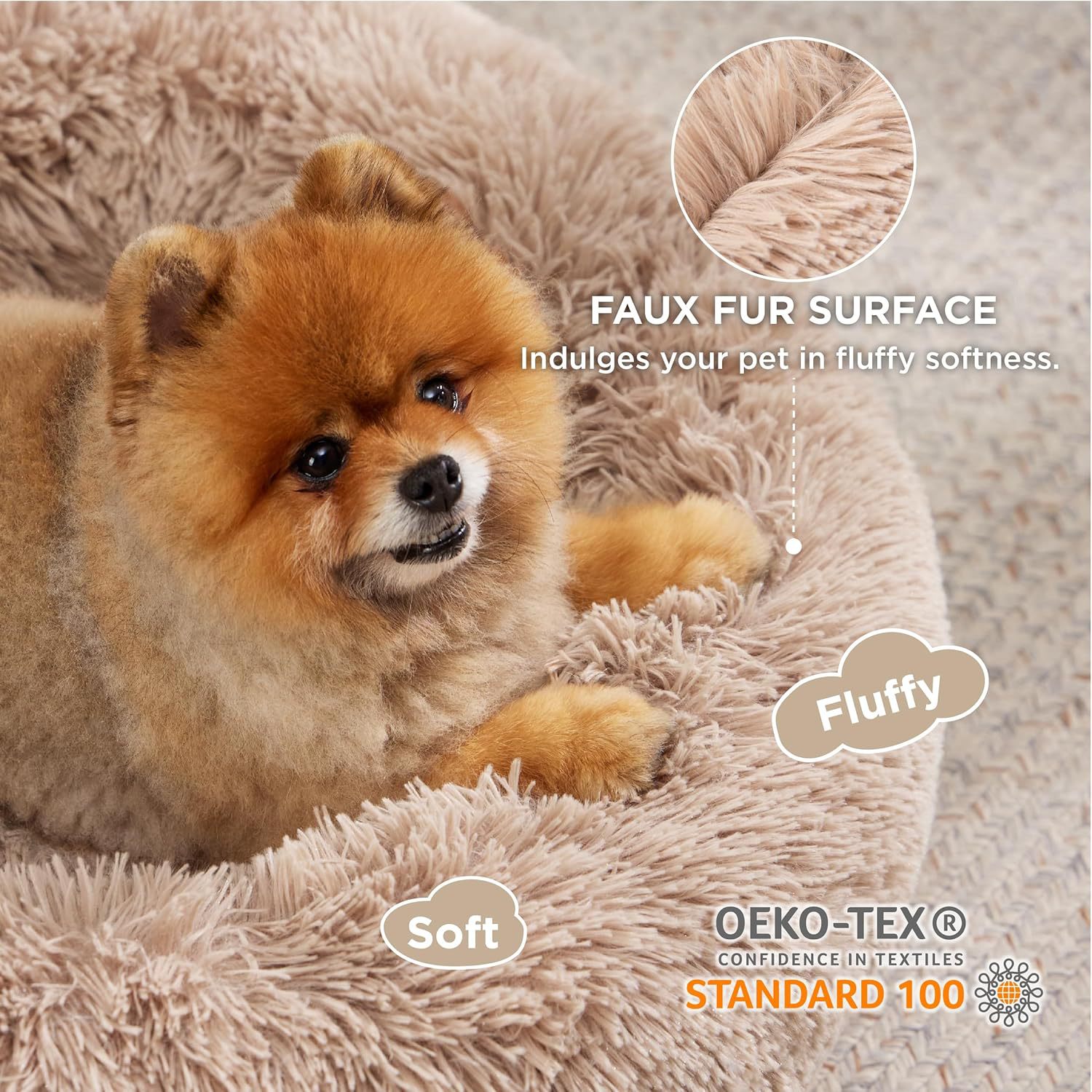 Non Slip Plush Round Pet Bed Indoor Soft Cushion Mat