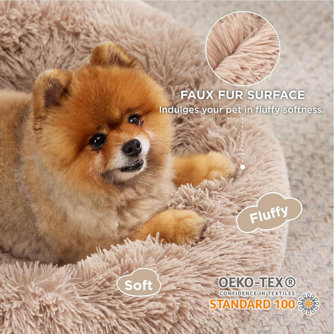Non Slip Plush Round Pet Bed Indoor Soft Cushion Mat