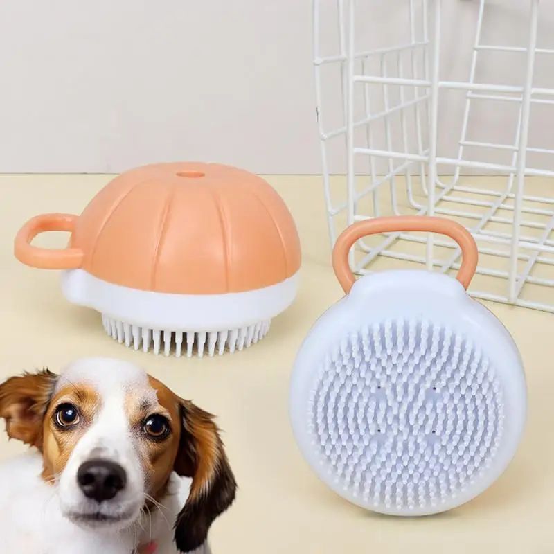 Silicone Pet Bath Brush Shampoo Dispenser Grooming Comb Tool