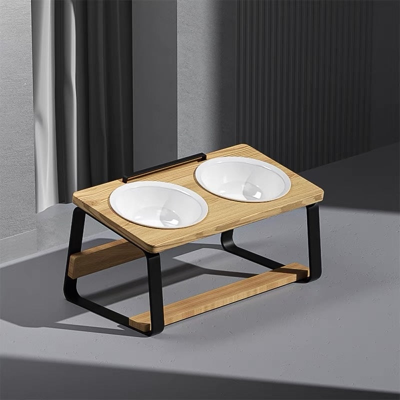 Double Ceramic Pet Feeding Water Bowl Cervical Support Holder
