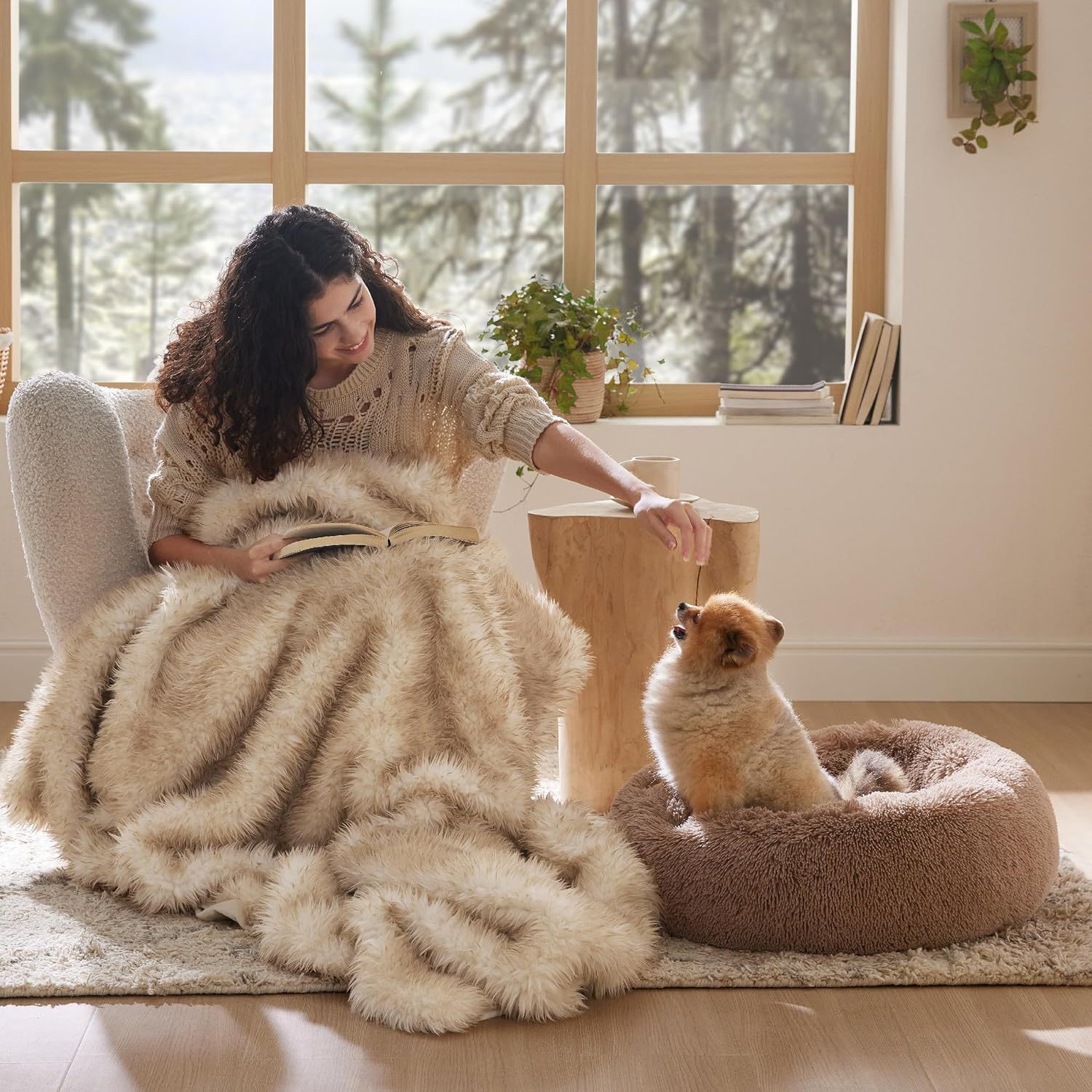 Non Slip Plush Round Pet Bed Indoor Soft Cushion Mat