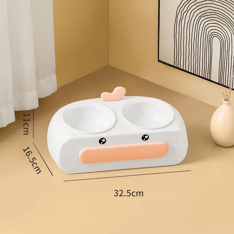 Duck Design Pet Double Bowl Feeding And Drinking Tray Set