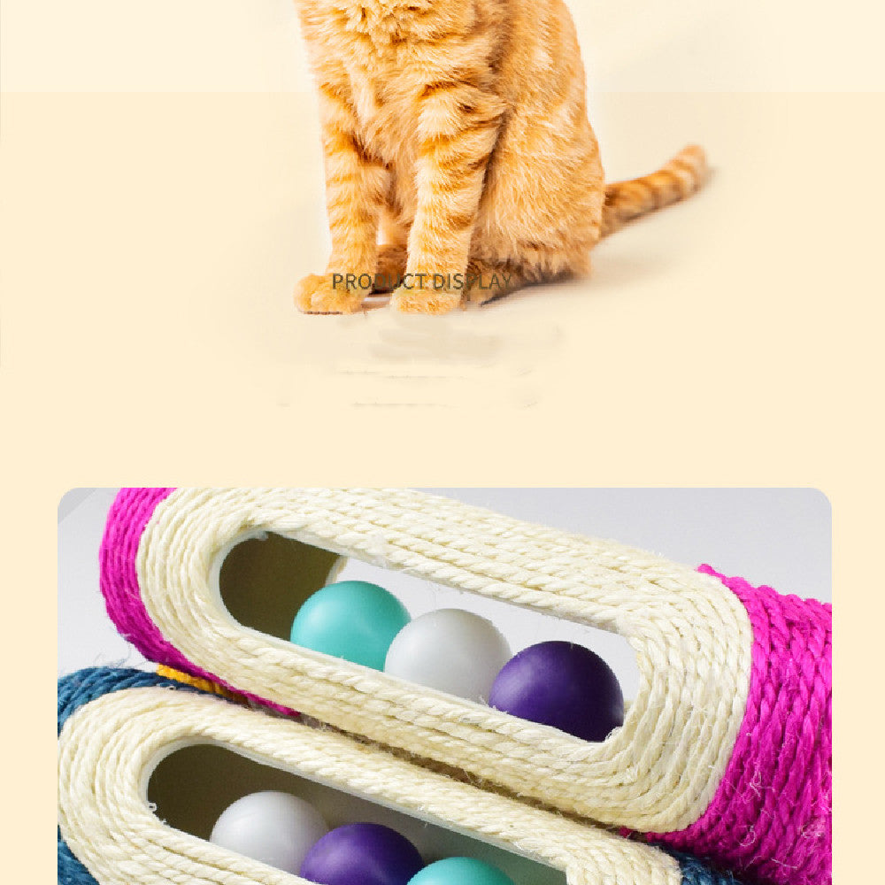 Three Piece Sisal Drum Pet Toy Set Scratching Play Balls