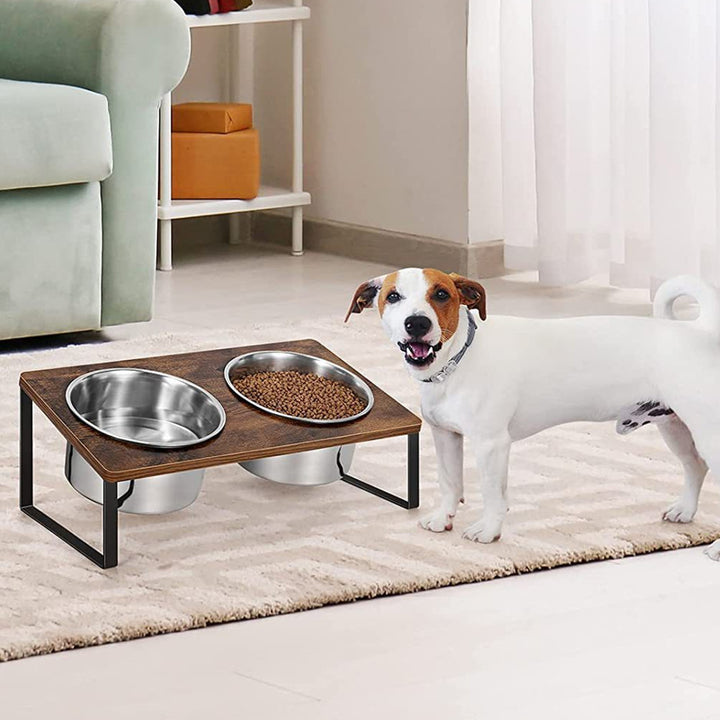 Wood Iron Pet Feeding Rack With Bowl Holder Stand