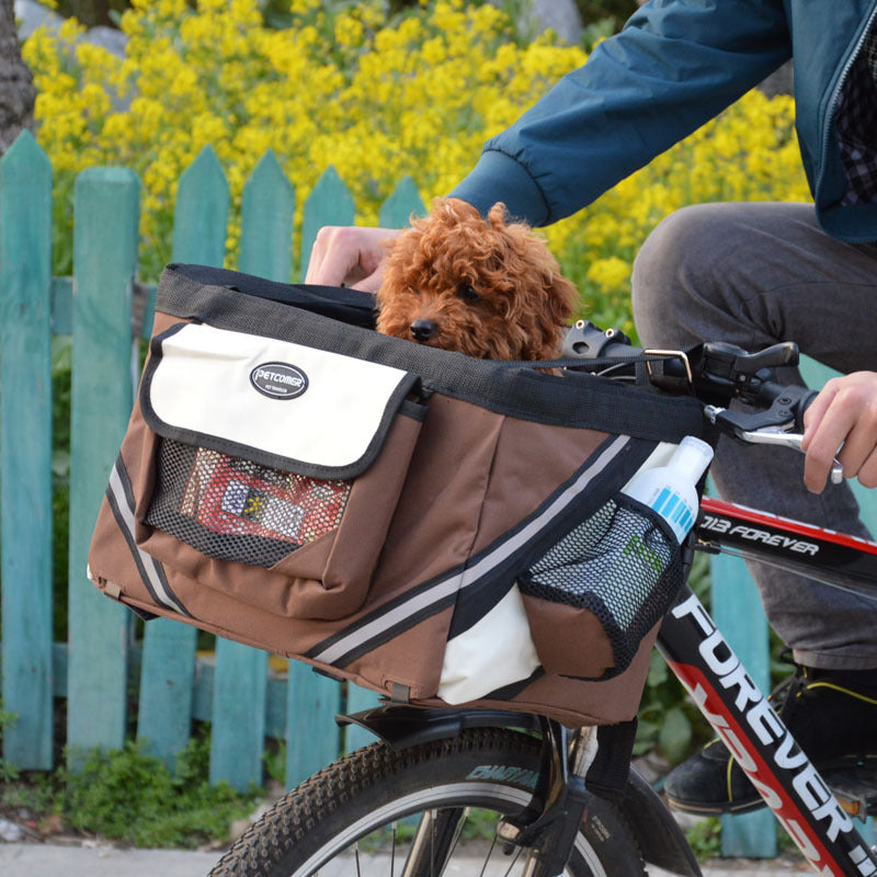 Pet Bicycle Carrier Removable Front Handlebar Basket Bag