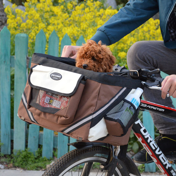 Pet Bicycle Carrier Removable Front Handlebar Basket Bag