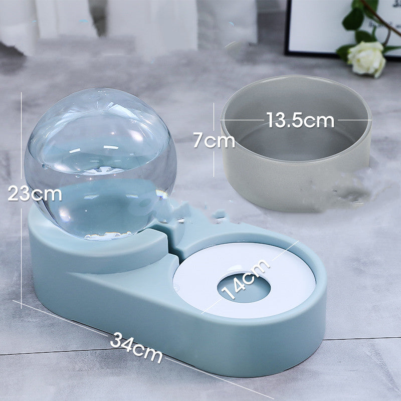 Automatic Pet Bubble Fountain Feeding And Water Bowl 1.8L
