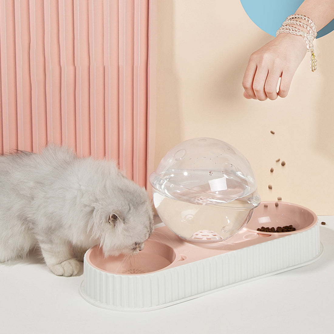 Automatic Pet Water And Feeding Bowl Plastic Dispenser Unit
