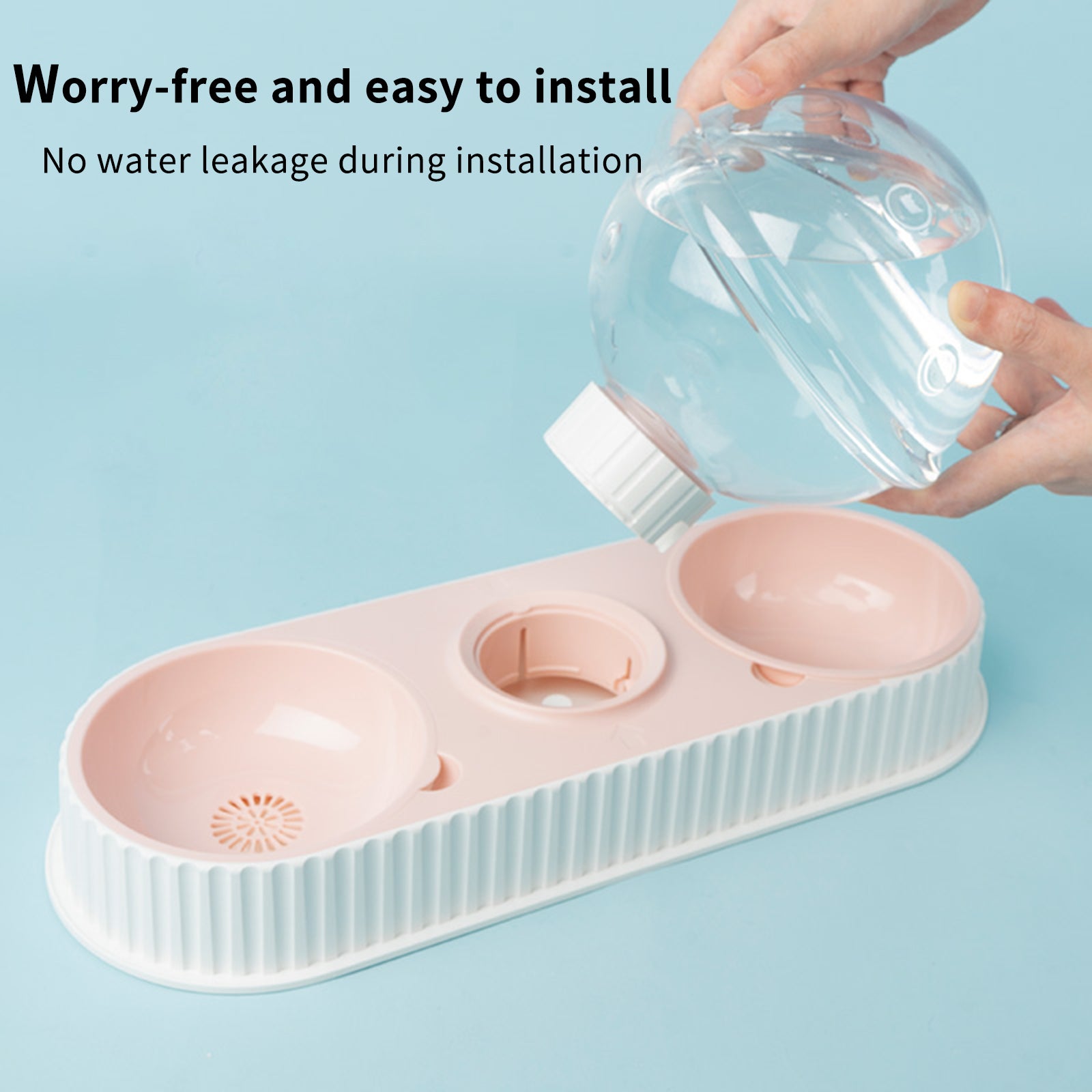 Automatic Pet Water And Feeding Bowl Plastic Dispenser Unit