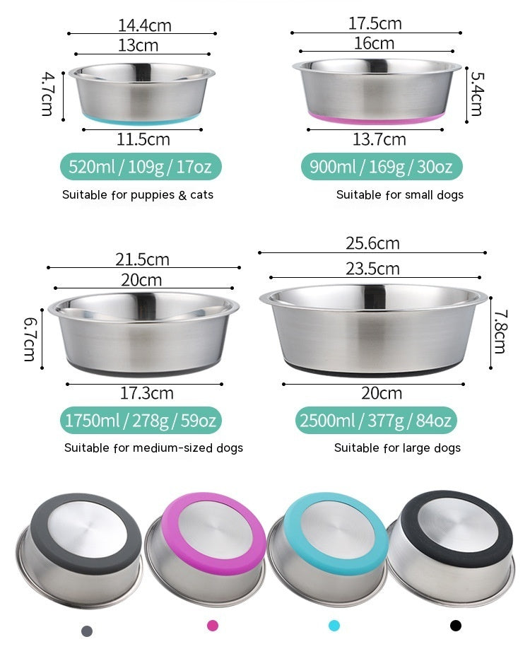 Silicone Stainless Steel Pet Feeding And Drinking Bowl Set