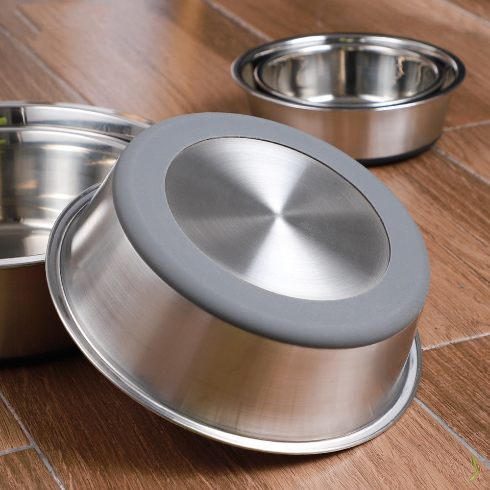Silicone Stainless Steel Pet Feeding And Drinking Bowl Set