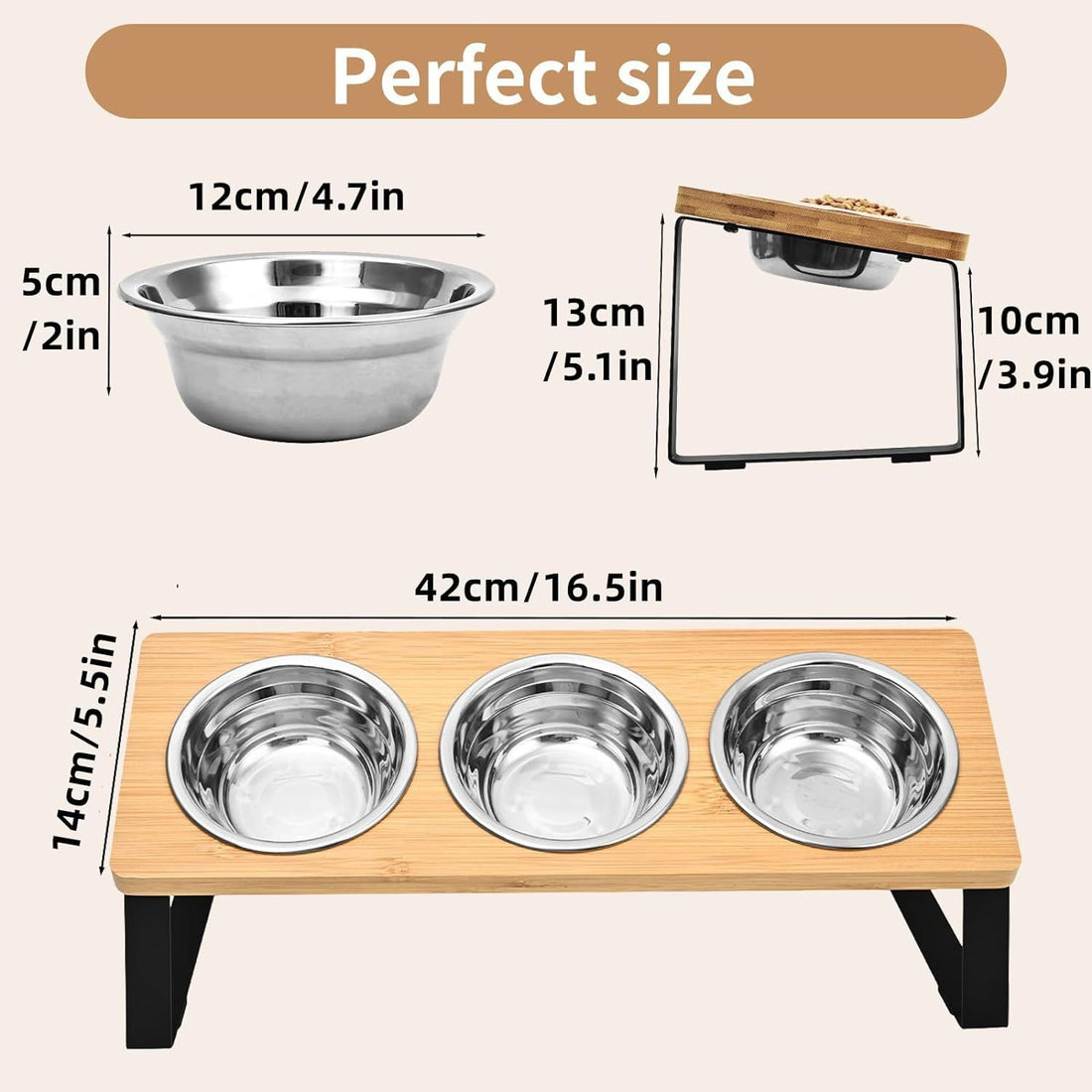 Wood Iron Pet Feeding Rack With Bowl Holder Stand