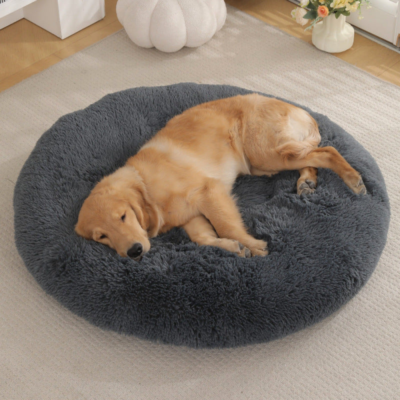 Round Plush Warm Pet Sleeping Bed Soft Cushion Mat