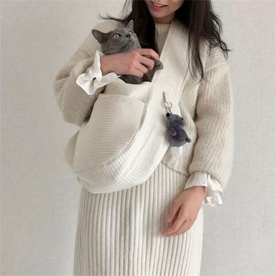 Handmade Canvas Pet Carrier Shoulder Travel Handbag Bag
