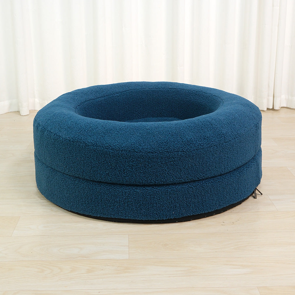 Solid Color Leisure Round Pet Nest Soft Sleeping Bed