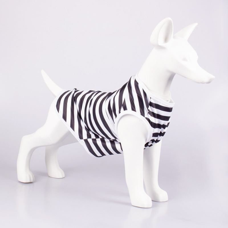 Pet Striped Crew Neck Tank Top Clothing Shirt
