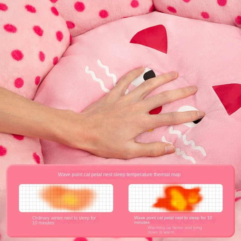 Polka Dot Round Pet Bed Soft Cushion Sleeping Nest