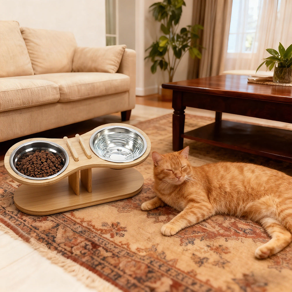 Adjustable Tilted Pet Feeding Stand Bowl Holder Rack