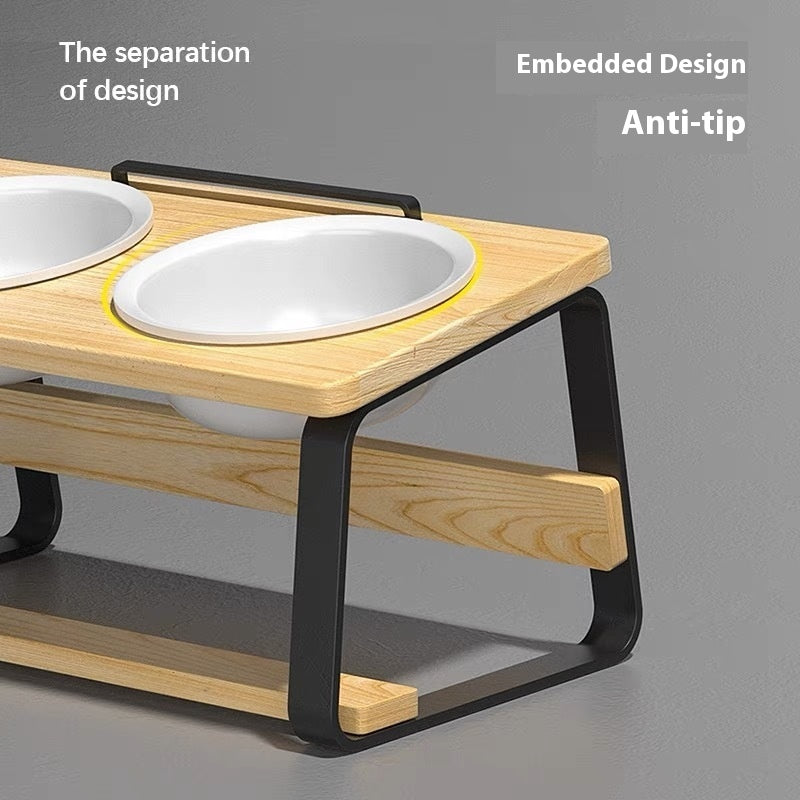 Double Ceramic Pet Feeding Water Bowl Cervical Support Holder
