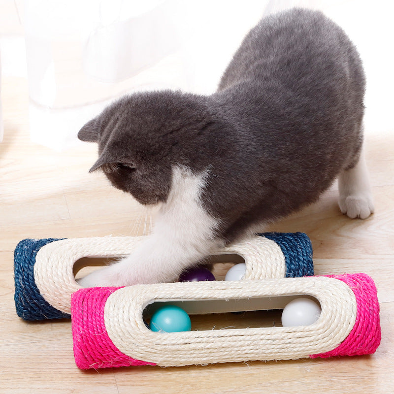 Three Piece Sisal Drum Pet Toy Set Scratching Play Balls