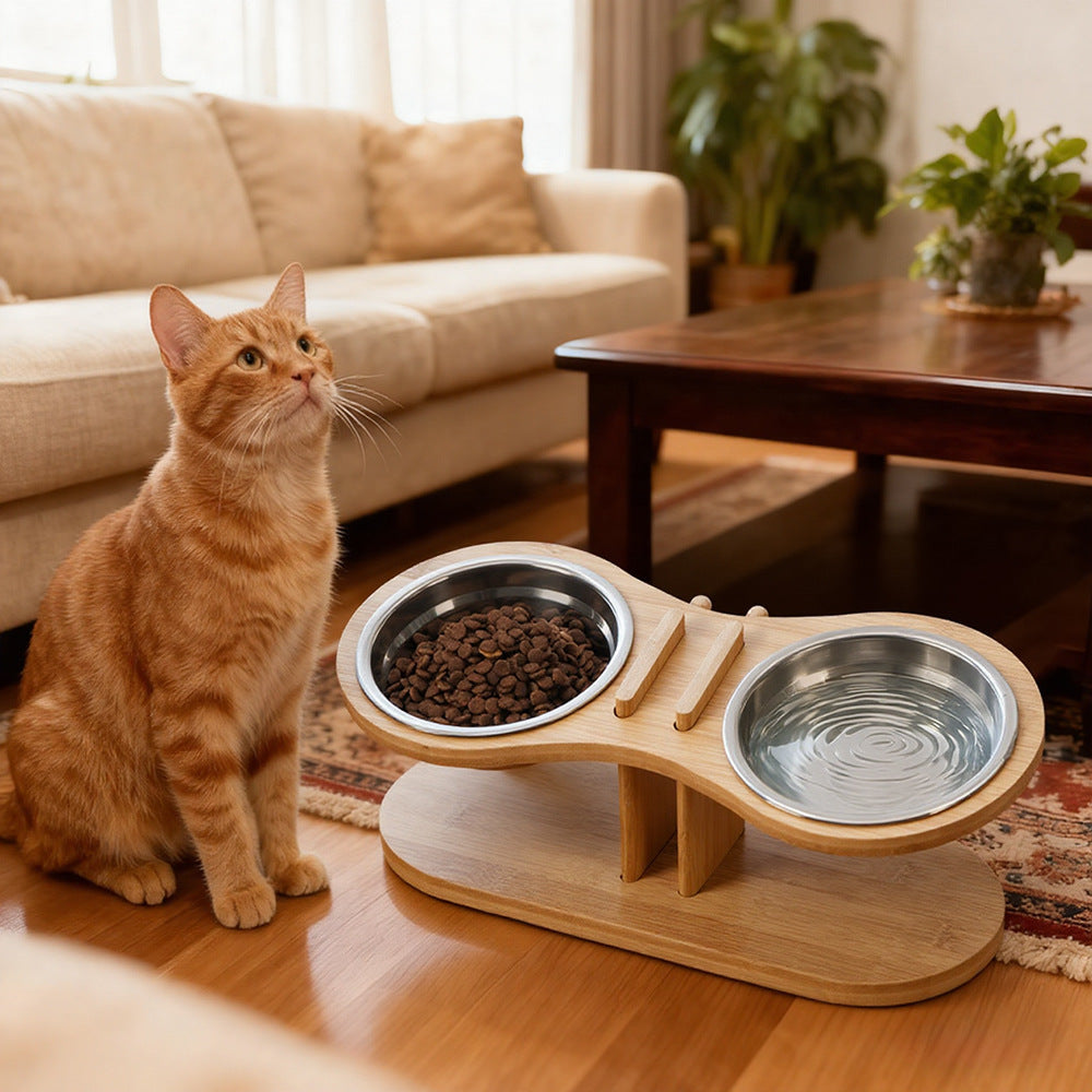 Adjustable Tilted Pet Feeding Stand Bowl Holder Rack