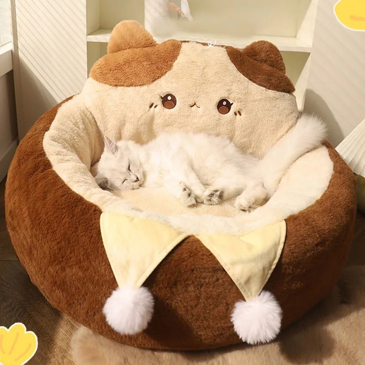 Round Plush Winter Warm Pet Sofa Bed Deep Sleep Cushion Mat