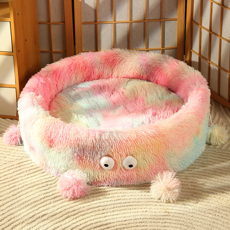 Winter Warm Cute Monster Style Round Pet Nest Bed