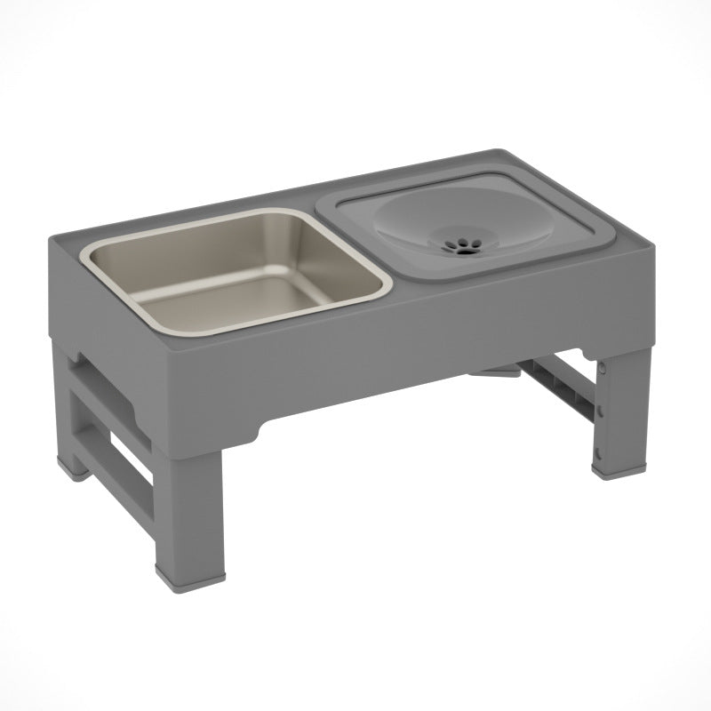 Adjustable Stainless Steel Pet Double Bowl Elevated Feeding Stand