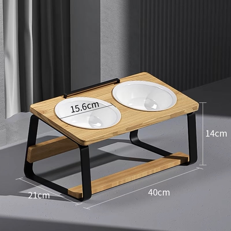 Double Ceramic Pet Feeding Water Bowl Cervical Support Holder