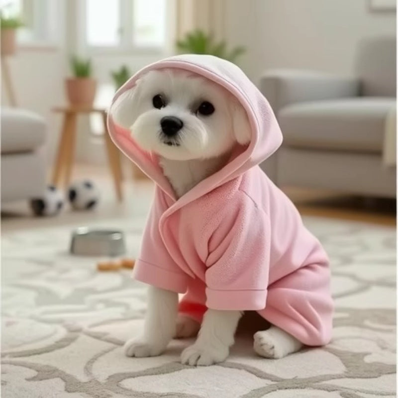 Soft Coral Fleece Wearable Pet Bathrobe Absorbent Towel