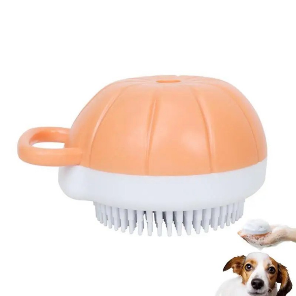 Silicone Pet Bath Brush Shampoo Dispenser Grooming Comb Tool