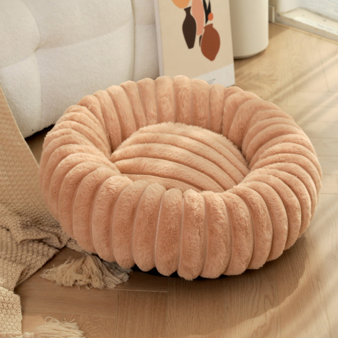 High Density Plush Round Winter Warm Pet Nest Sleeping Bed