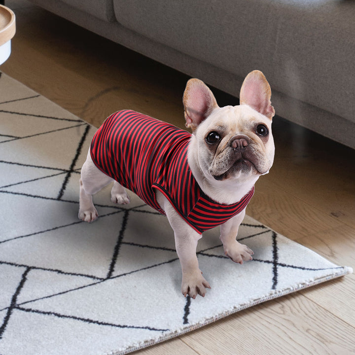 Pet Striped Crew Neck Tank Top Clothing Shirt