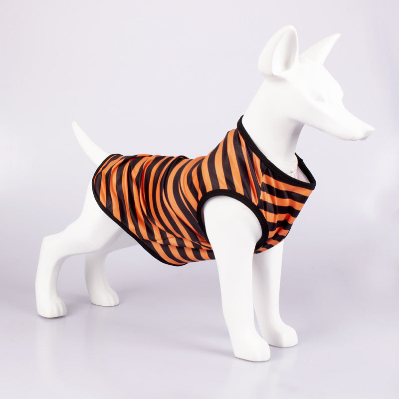 Pet Striped Crew Neck Tank Top Clothing Shirt
