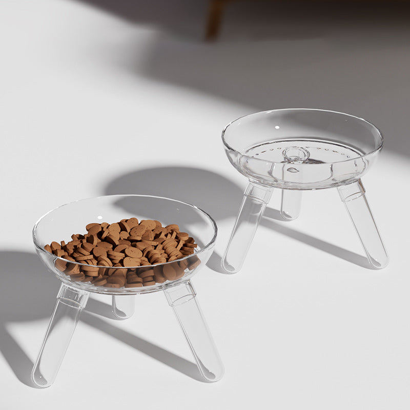 Transparent Glass Pet Feeding And Water Bowl Anti Knock Holder