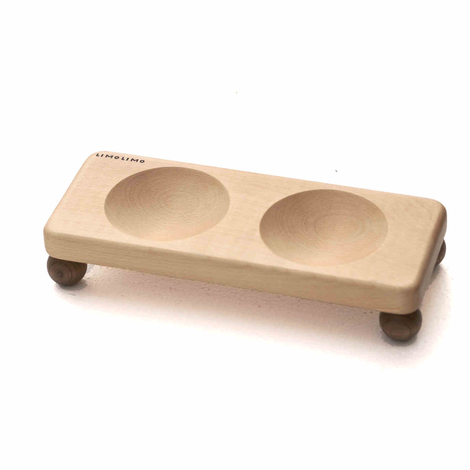 Solid Wood Ceramic Pet Feeding Bowl Set Holder