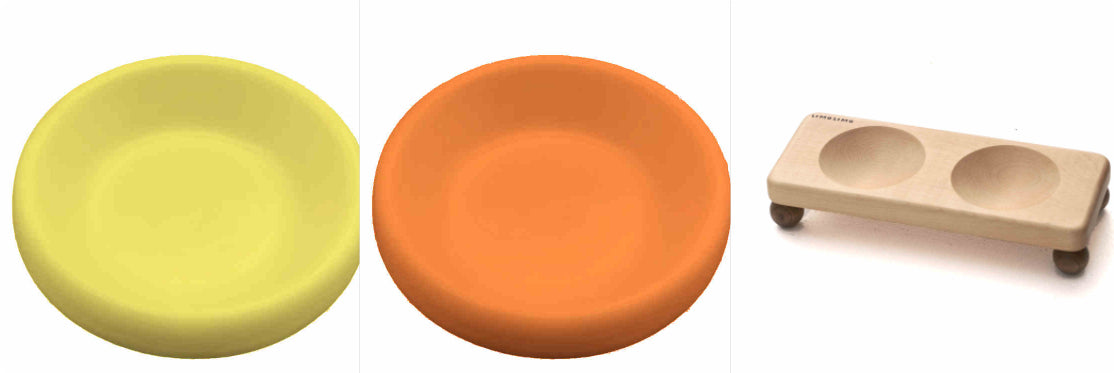 Solid Wood Ceramic Pet Feeding Bowl Set Holder