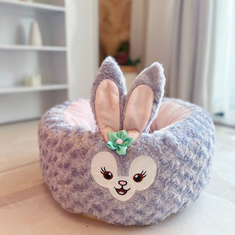 Cartoon Red Panda Style Plush Round Pet Nest All Season Cushion Bed