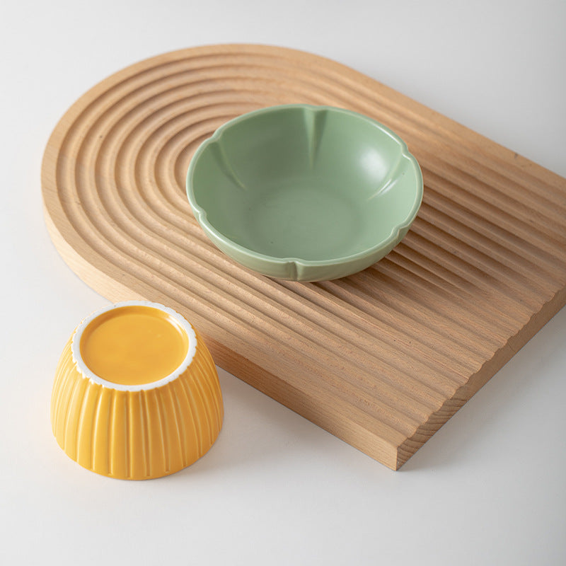 Macaron Color Ceramic Pet Feeding Bowl Set Dish