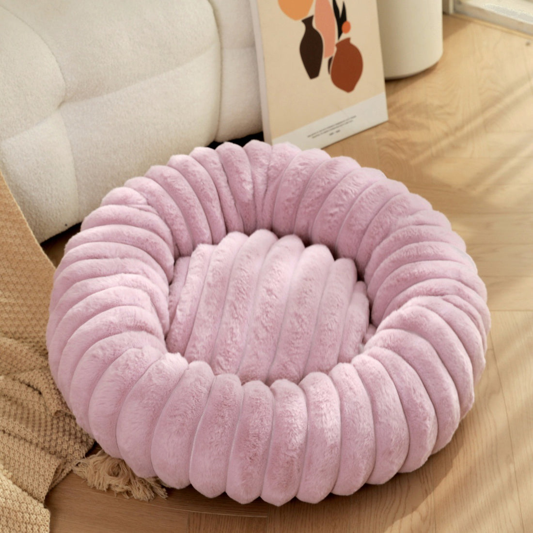High Density Plush Round Winter Warm Pet Nest Sleeping Bed
