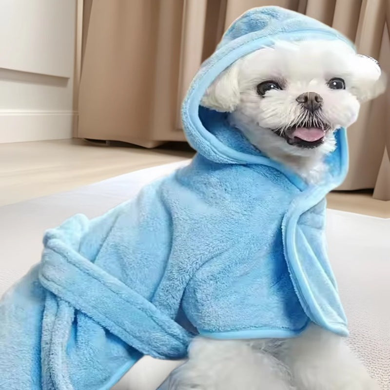 Soft Coral Fleece Wearable Pet Bathrobe Absorbent Towel