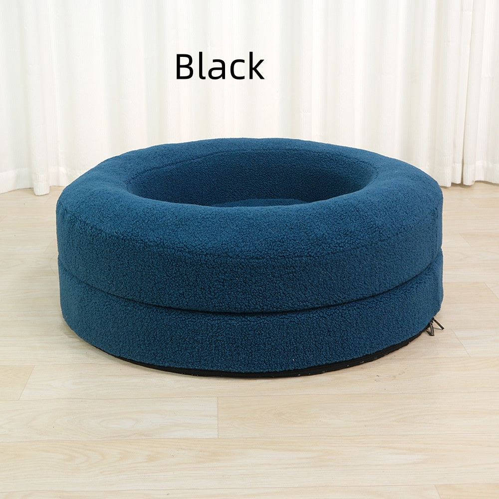 Solid Color Leisure Round Pet Nest Soft Sleeping Bed