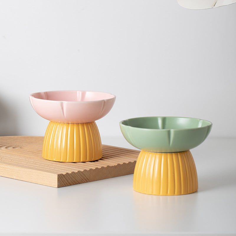 Macaron Color Ceramic Pet Feeding Bowl Set Dish