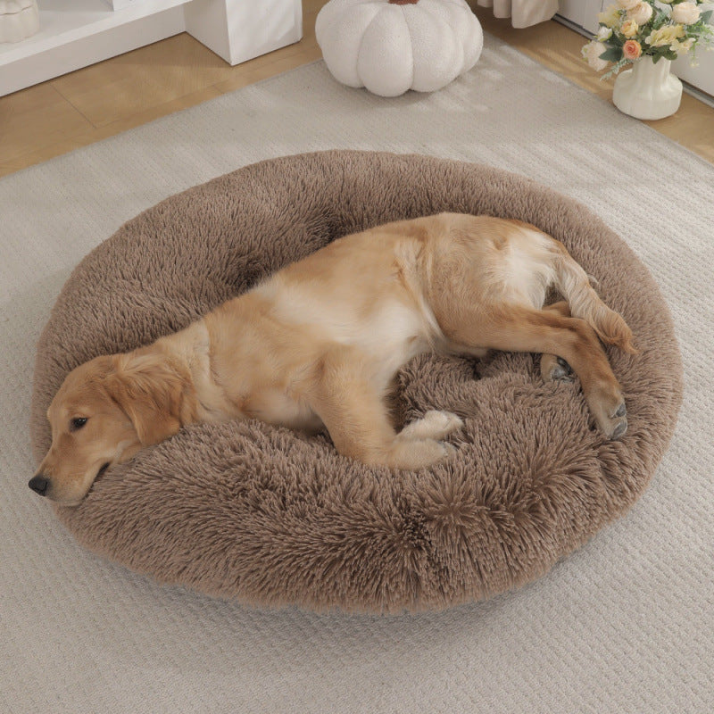 Round Plush Warm Pet Sleeping Bed Soft Cushion Mat