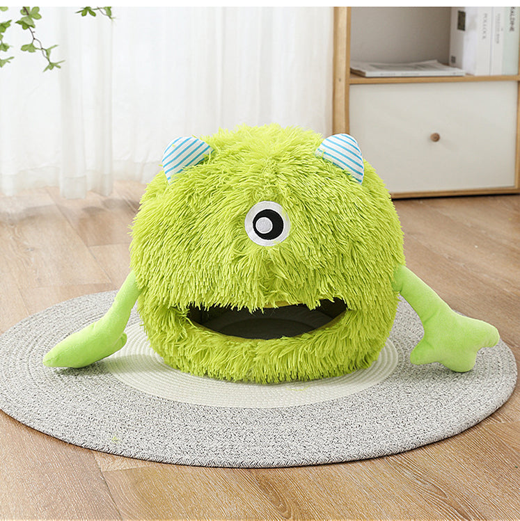 Machine Washable Fluffy Round Pet Bed Non Slip Calming Plush Cuddler Cushion Self Warming Nest